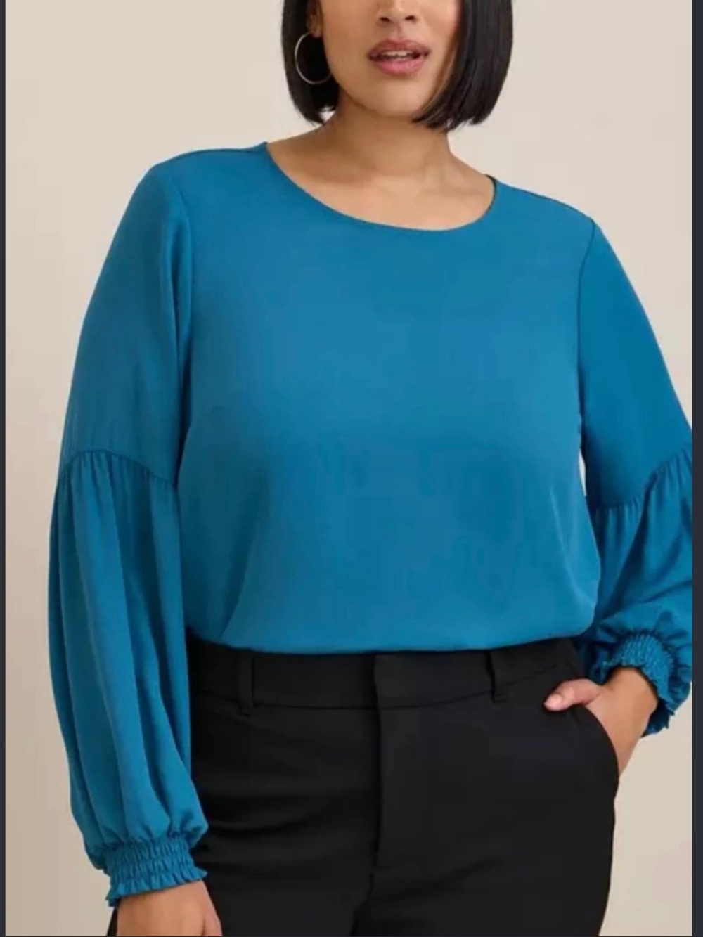 Torrid NWT Blue Georgette Blouson Sleeve Keyhole Blouse Size 1X
